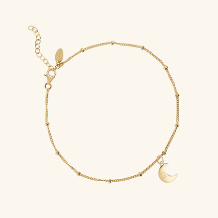 Personalised Moon Anklet Gold